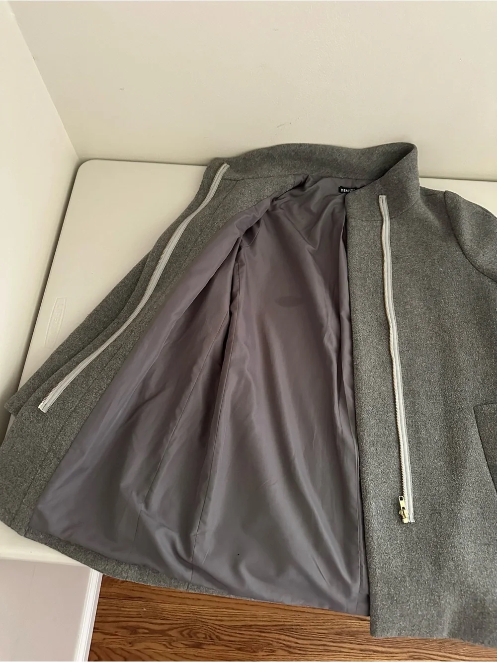 J.Crew Mercantile City Gray Wool Blend Coat Womens Size 6 Funnel Neck Capsule - Picture 6 of 10